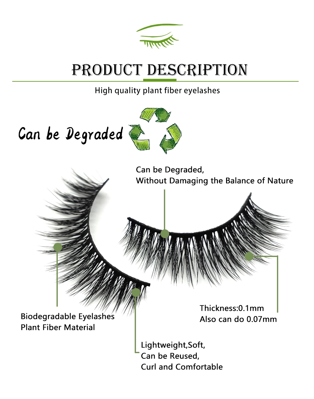 Eyelashes Supplier 3D Mink Lashes Private Label Plant Fiber Eyelashes Extension Vendor